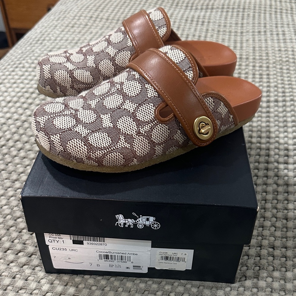 Coach womens Brown clogs with box. Worn once. - Picture 5 of 5